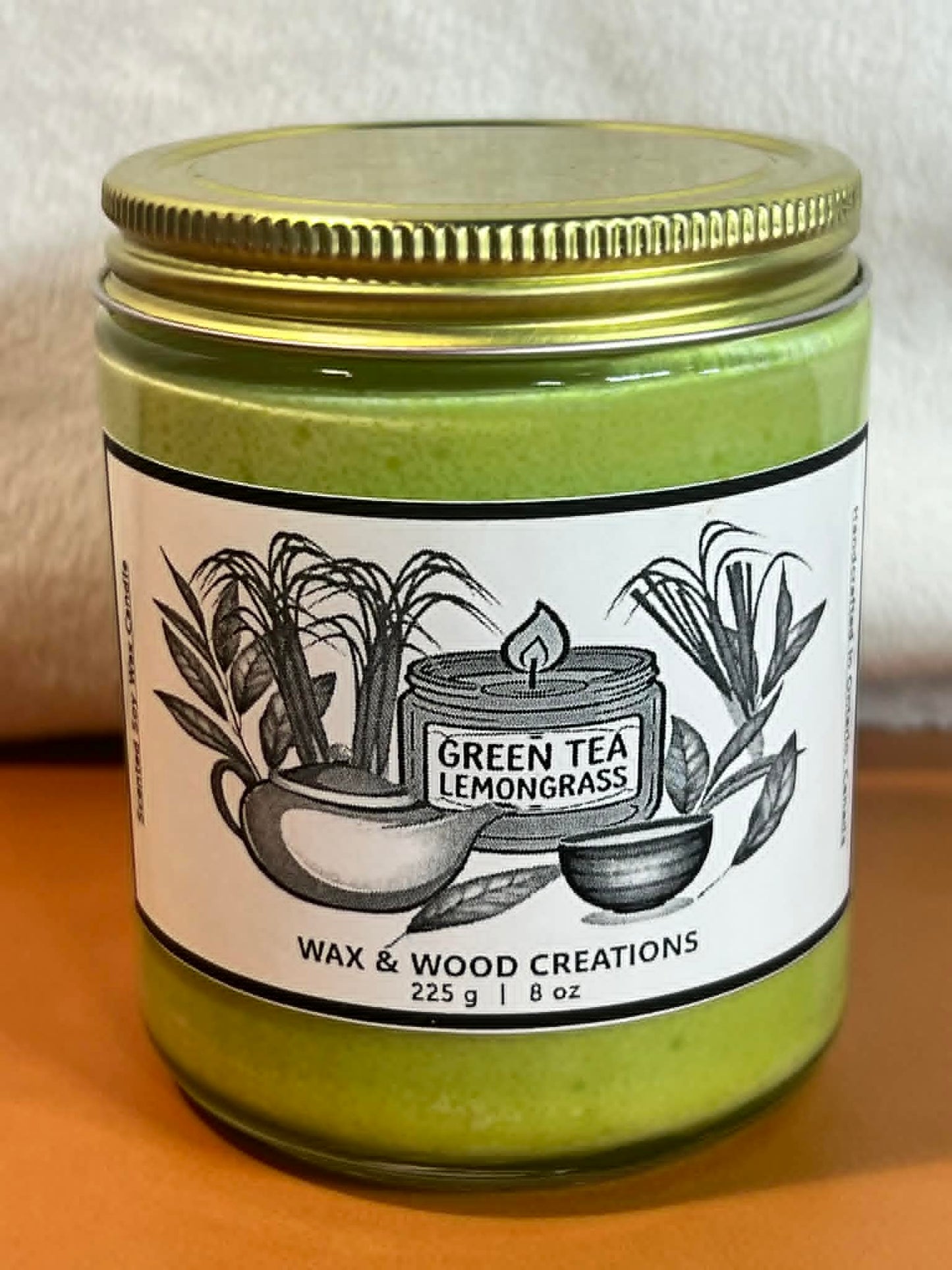 Green Tea Lemongrass Candle Soy Wax 8 oz