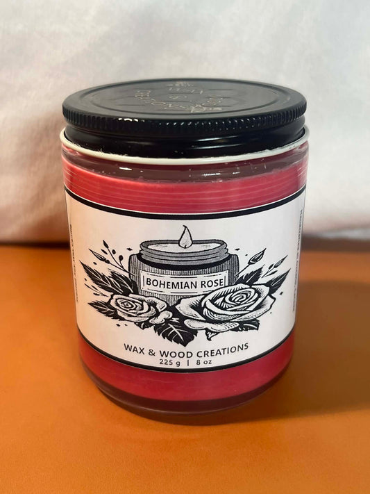 Bohemian Rose Candle Soy Wax 8 oz