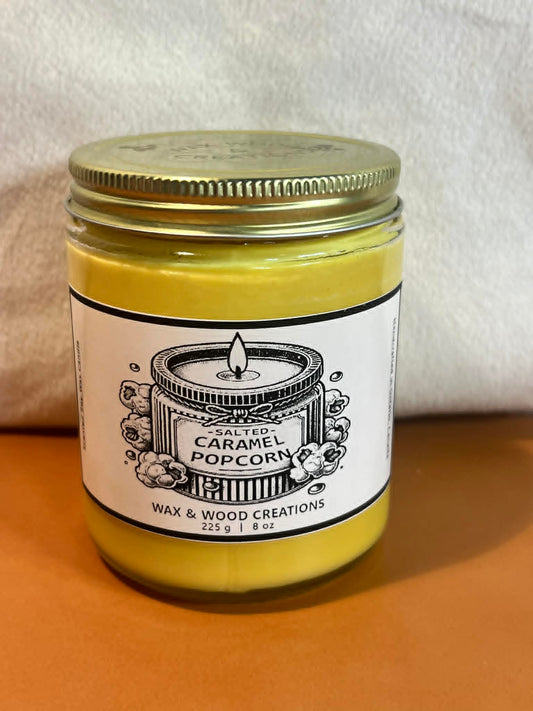 Caramel Popcorn Candle Soy Wax 8 oz